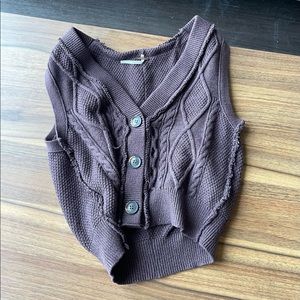 Free people vest button up brown